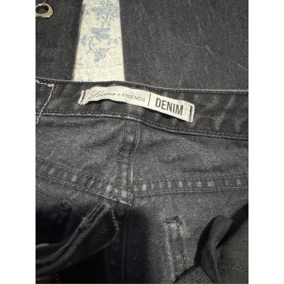 Lovers + friends black charcoal heart gem on cufffs jeans 25 - Picture 2 of 8